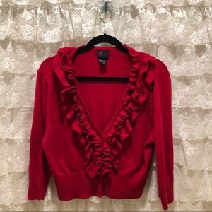 Torrid Red Ruffled Cardigan Sweater Size 2